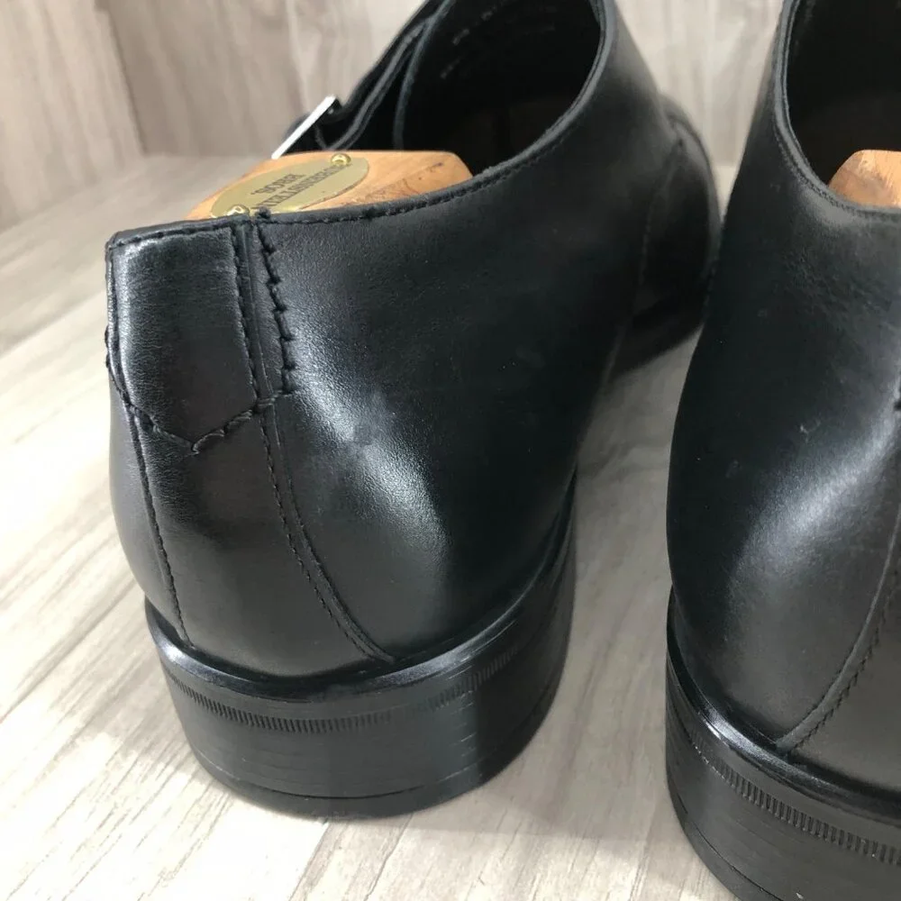 Johnston & Murphy Monk Strap Shoes Mens 12M Black Leather Buckle Dress Shoes